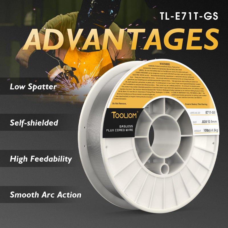 TOOLIOM E71T-GS .035"" Diameter 10-Pound Spool Flux Core Self-shielded Carbon Steel MIG Welding Wire - Image 3